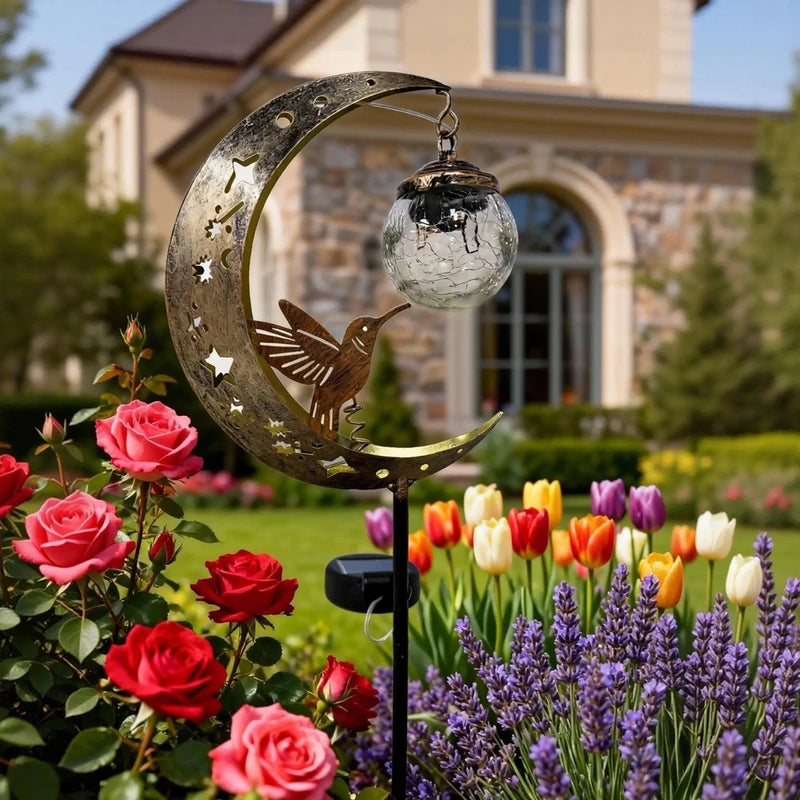 Hummingbird Moon Solar Stake Light 🌙✨