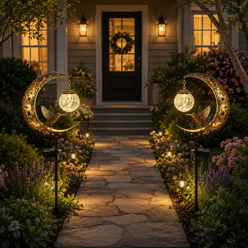 Hummingbird Moon Solar Stake Light 🌙✨
